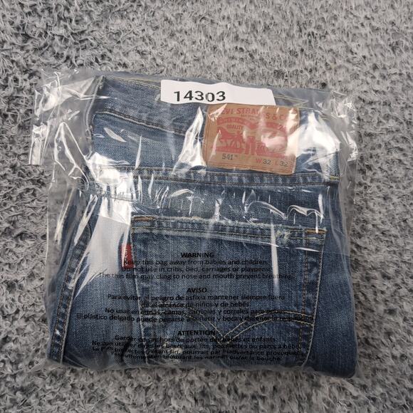 Levis 541 Jeans Mens 32X32 Blue Medium Wash Thrashed Casual Straight Stretch - Picture 10 of 10
